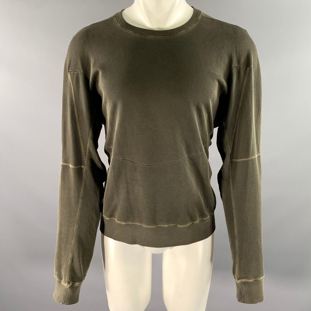 ACRONYM Size L Grey Olive Wash Cotton Crew-Neck Sweatshirt